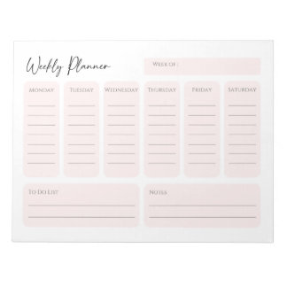 Weekly Planner Landscape in Blush Pink Notepad