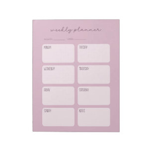 Weekly Planner Minimal Pink Notepad