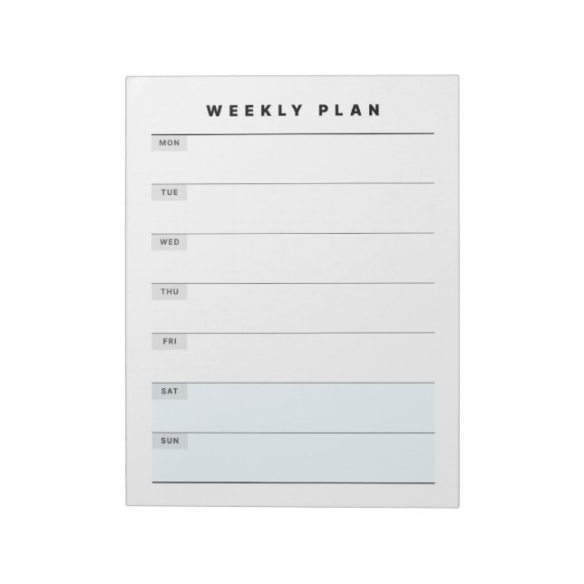 Weekly Planner Notepad (Rotated)