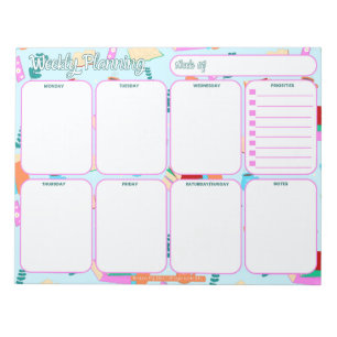 Weekly Planner Notepad Cosy Book Lovers Pattern