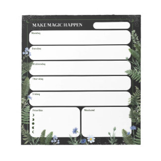 Weekly Planner Notepad – Dark Whimsical Design