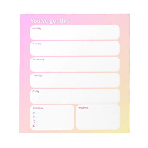Weekly Planner Notepad – Weekday Layout