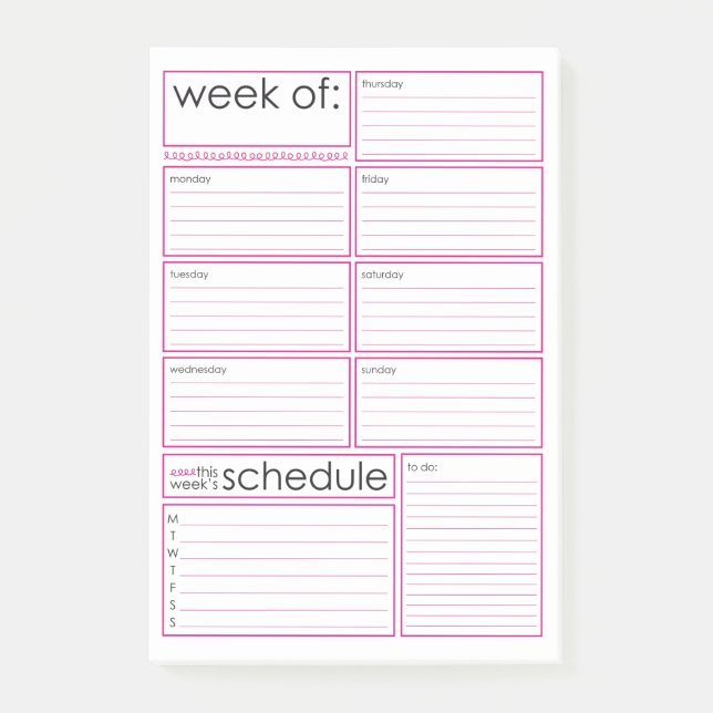 weekly planner Post-it® Notes (Front)