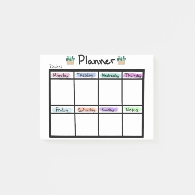 Weekly Planner Post it Notes (Front)