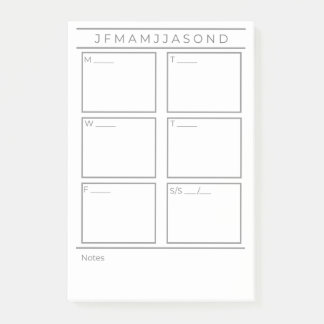 Weekly Planner Post It Notes Pad 4"x 6"