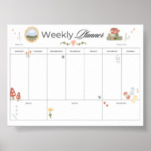 Weekly Planner Printable Cosy Home Tracker Poster