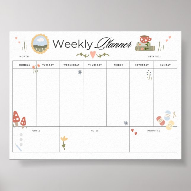 Weekly Planner Printable Cosy Home Tracker Poster (Front)