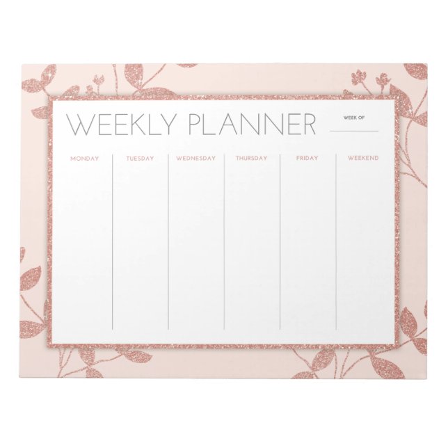 Weekly Planner Rose Gold Notepad (Front)
