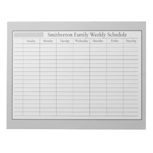 Weekly Planner Schedule Grey Black Notepad