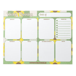 Weekly Planner | Sunflower Plaid Pattern Notepad