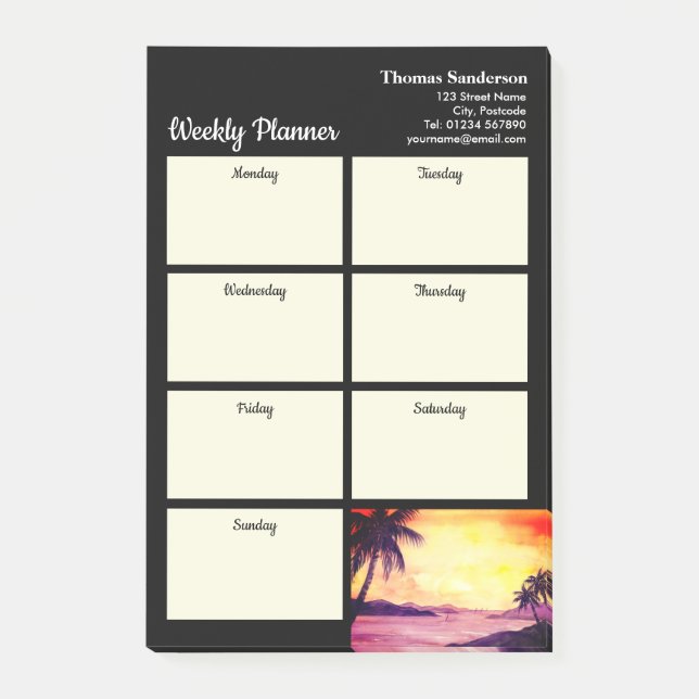 Weekly Planner Sunset in Tropics Painting Post-it Notes (Front)