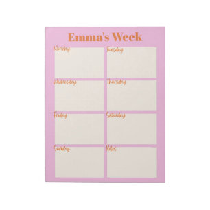 Weekly Planner To Do List Pink Monogram Name Cute Notepad