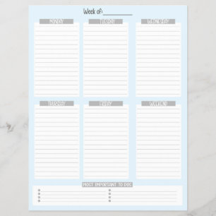 Weekly Planner   Undated To-Do List (Blue) Flyer