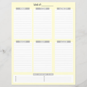 Weekly Planner Undated To-Do List (Yellow) Flyer