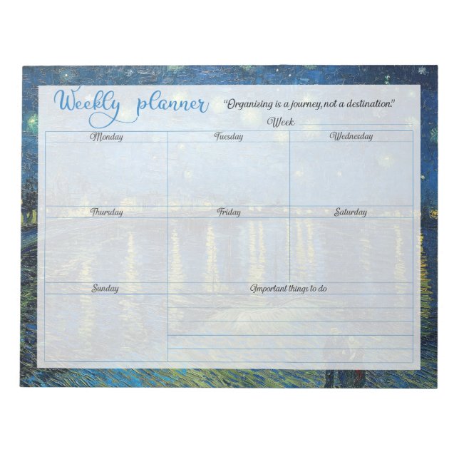 Weekly planner - Van Gogh background Notepad (Front)