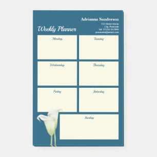 Weekly Planner White Calla Lily Illustration Post-it Notes