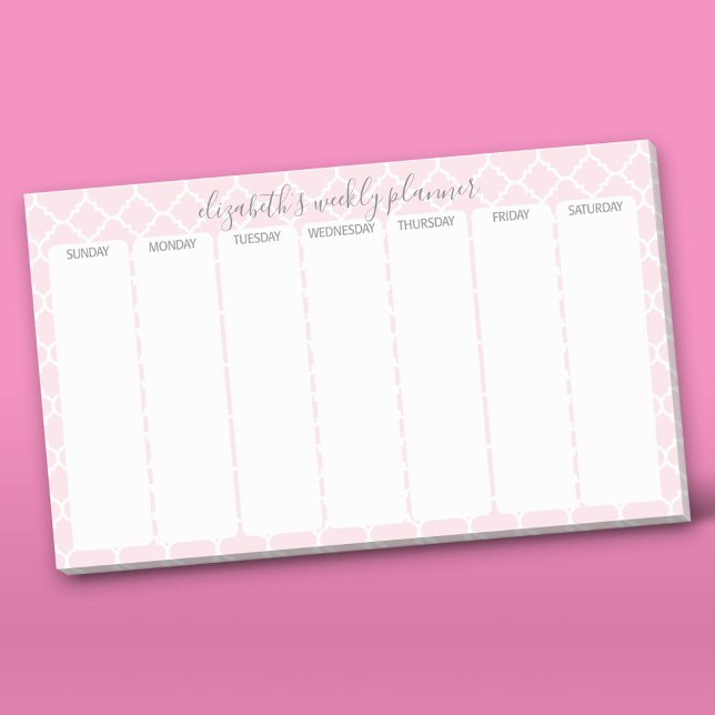Weekly Planner with blush pink pattern name Post-it Notes (Custom Post-it Notepad)