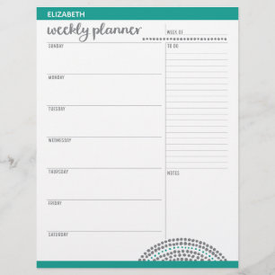 Weekly Planner with Custom Name and Colour Flyer