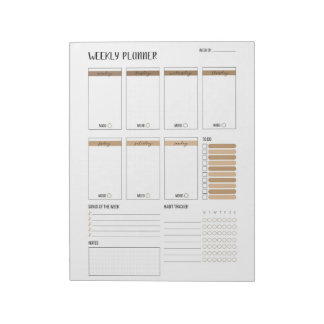 Weekly Planner with Monday start (Beige) 8.5 x 11" Notepad
