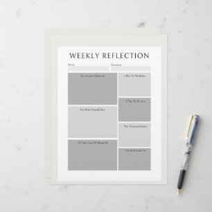Weekly Reflection Planner Printable Worksheet  Custom Letterhead
