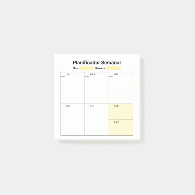 Weekly Study Planner (in Spanish) Post-it Notes (Front)