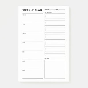 Weekly Study Planner Post-it Notes
