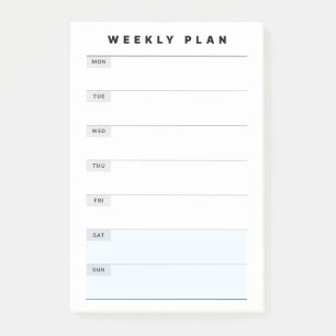 Weekly Study Planner Post-it Notes