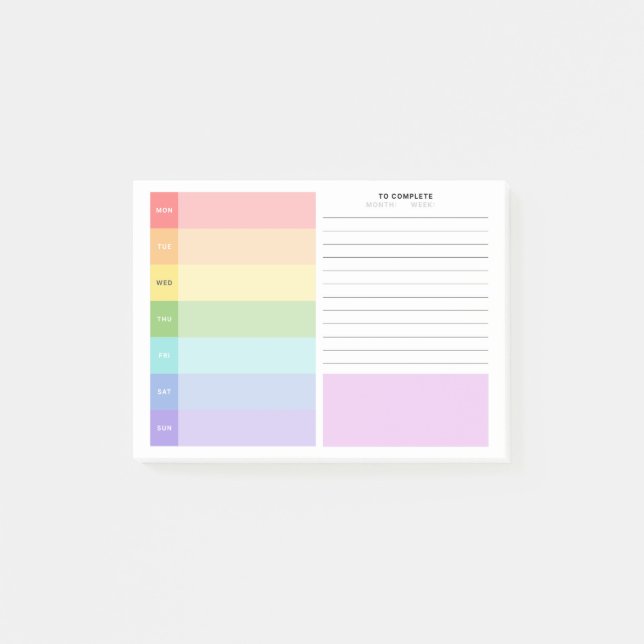 Weekly Study Planner Post-it Notes (Front)