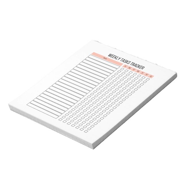 Weekly Tasks Tracker Notepad (Rotated)