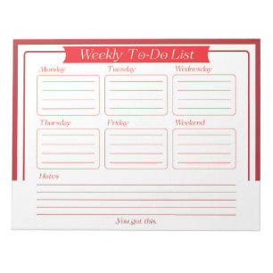 Weekly To-Do List Notepad