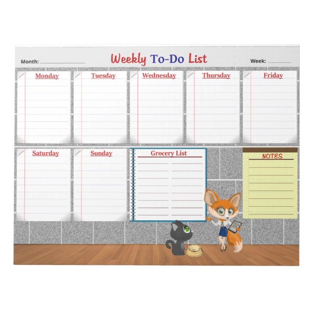 Weekly To-Do-List Planner Notepad (Front)