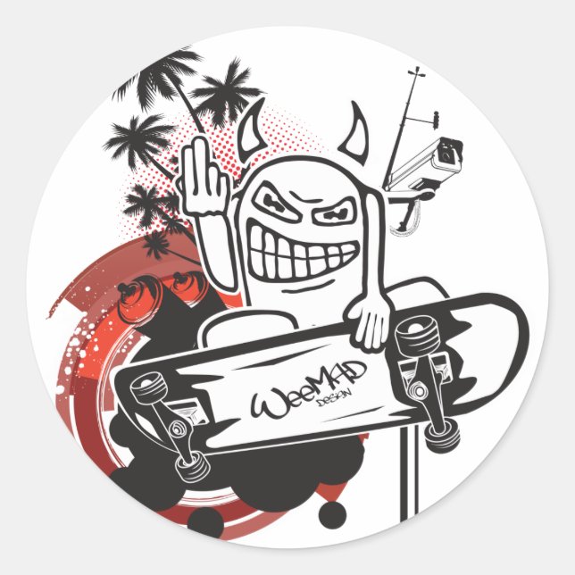 WeeMad Devil Skater Sticker (Front)