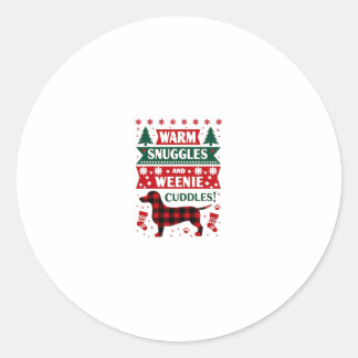 Weenie Dog Christmas Pajama Shirt Cute Weiner Ugly Classic Round Sticker