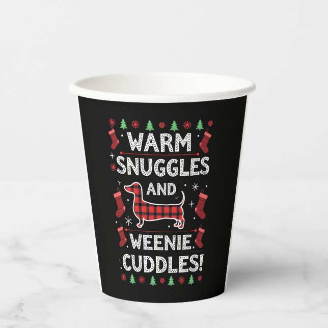 Weenie Dog Christmas Pajama Shirt Cute Weiner Ugly Paper Cups (Front)