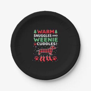Weenie Dog Christmas Pajama Shirt Cute Weiner Ugly Paper Plate