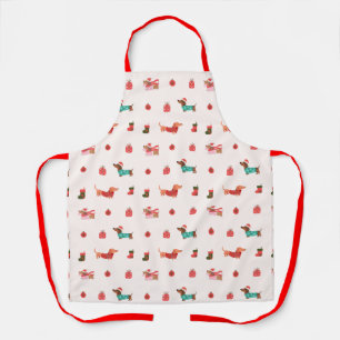 Weenie Dogs Christmas Pattern Apron
