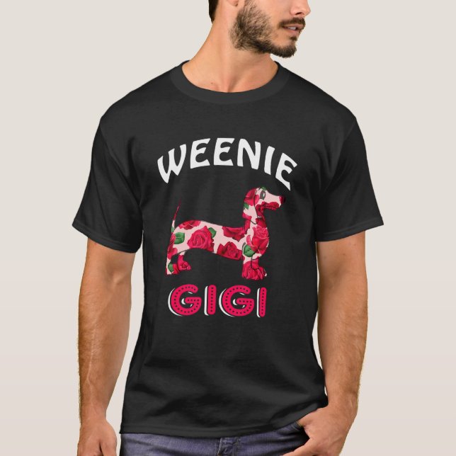 Weenie Gigi Floral Dachshund Dog Owner  Mother's D T-Shirt (Front)