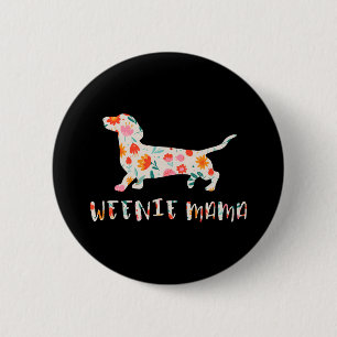Weenie Mama Dachshund floral 6 Cm Round Badge