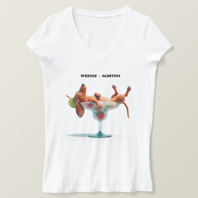 WEENIE MARTINI DACHSHUND T-Shirt (Design Front)