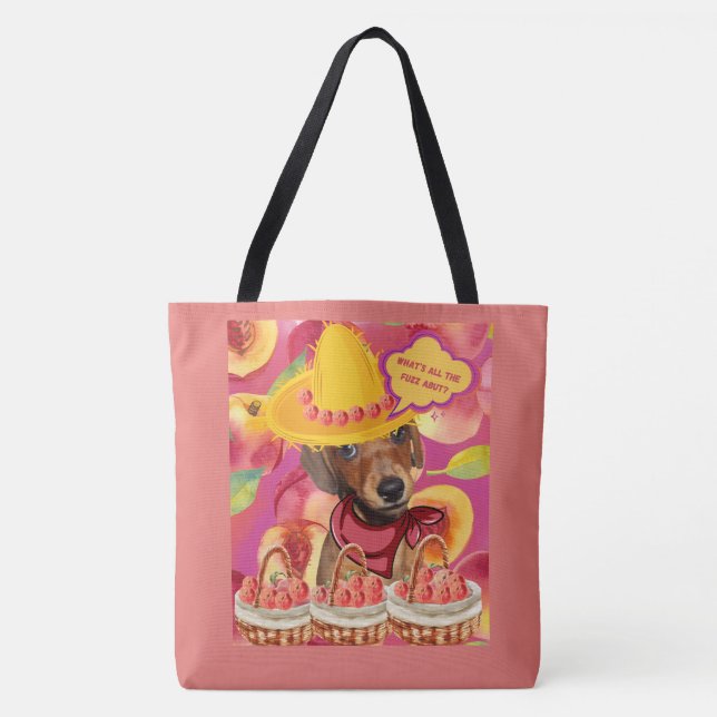 Weenie Peach Farmer Tote Bag (Front)