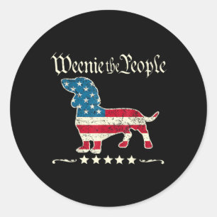 Weenie The People Dachshund 4th Of July  Classic Round Sticker