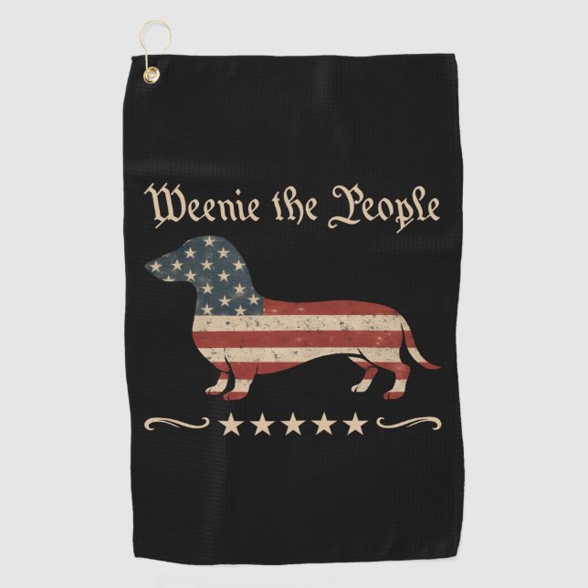 Weenie The People Dachshund 4th Of July Golf Towel (Front)