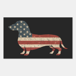 Weenie The People Dachshund 4th Of July Rectangular Sticker