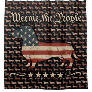 Weenie The People Dachshund 4th Of July Shower Curtain