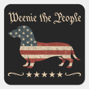 Weenie The People Dachshund 4th Of July Square Sticker