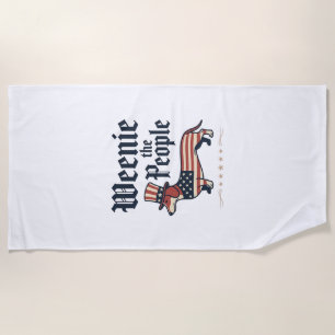 Weenie the People Patriotic Dachshund T-Shirt_1 Beach Towel