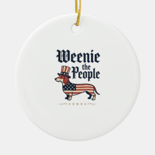 Weenie the People Patriotic Dachshund T-Shirt_1 Ceramic Tree Decoration