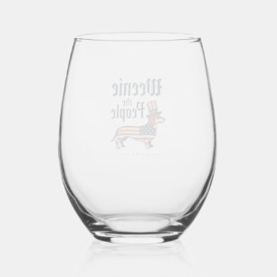 Weenie the People Patriotic Dachshund T-Shirt_1 Stemless Wine Glass