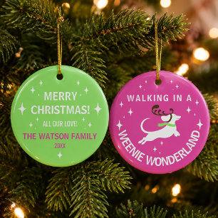 Weenie Wonderland Dachshund Bright Christmas Ceramic Tree Decoration