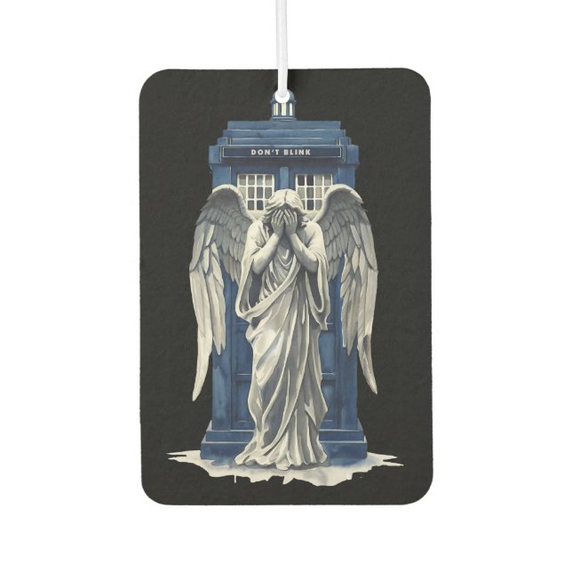 Weeping Angel with Blue Police Box 1 Car Air Freshener (Front)